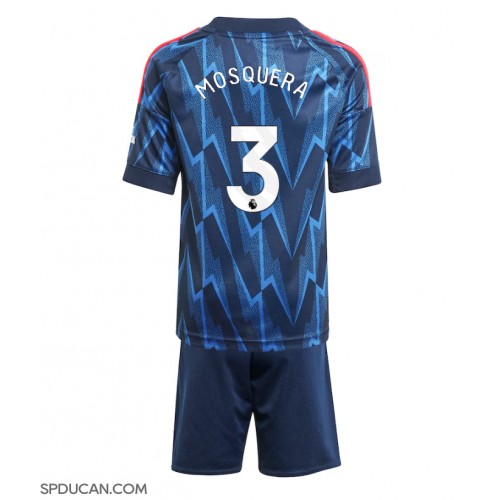 Dječji Nogometni Dres Arsenal Cristhian Mosquera #3 Gostujuci 2025-26 Kratak Rukav (+ Kratke hlače)